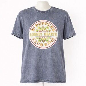 B&C Collection Beatles Sgt Peppers Band Graphic T Shirt Mens L Denim Gray Wash